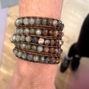 Chan Luu wrap bracelet in beautiful blue, green and brown stones.